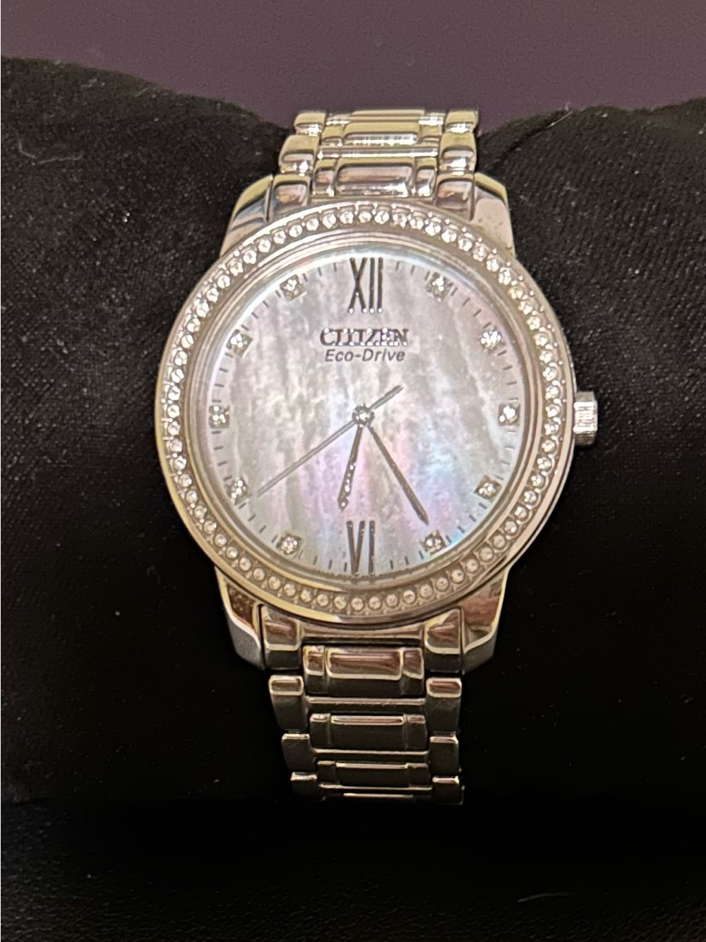 Citizen Eco Drive with Mother-of-Pearl Dial and Crystal Bezel
